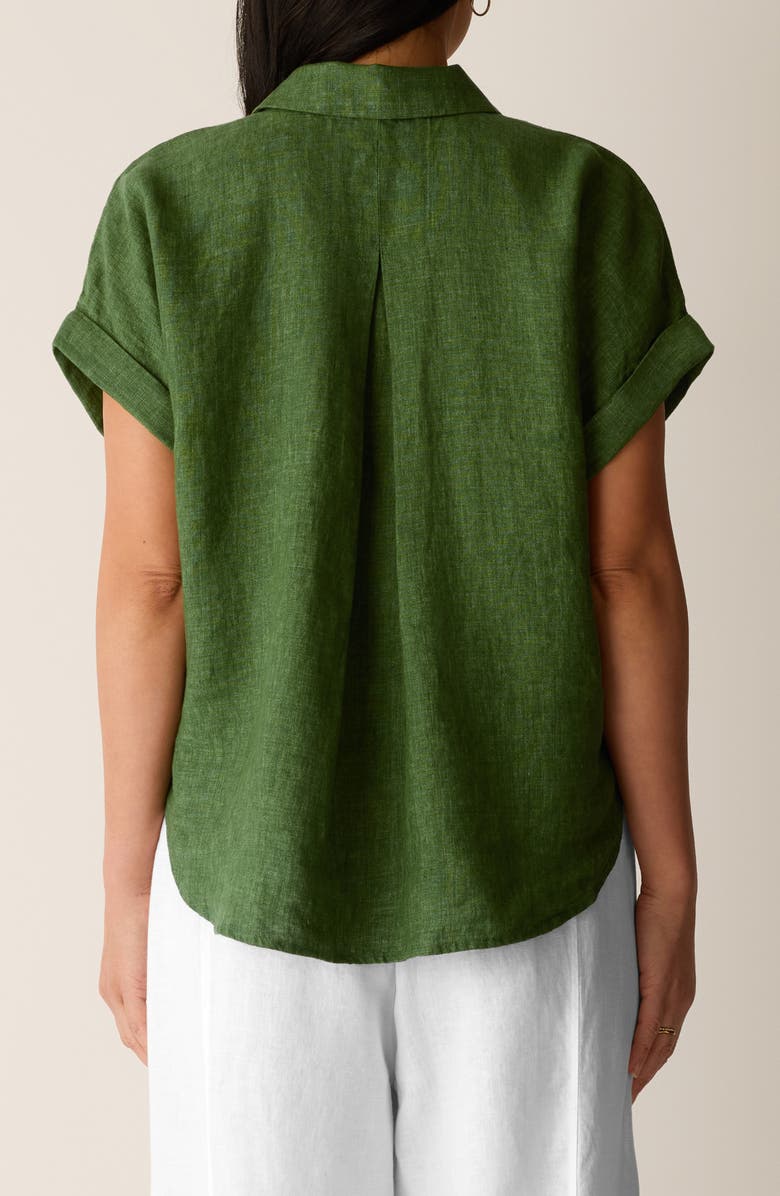 Eileen Fisher Notch Collar Organic Linen Top, Alternate, color, Field
