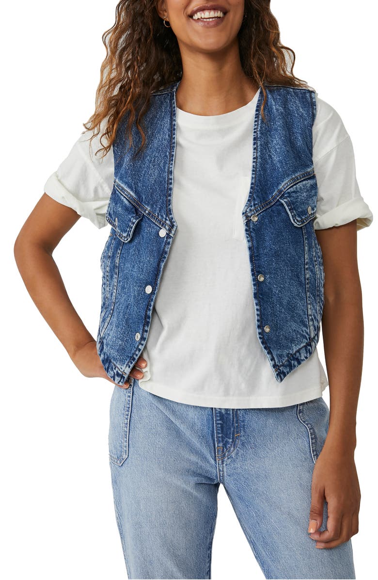 Free People Florence Ranch Crop Denim Vest, Main, color, 