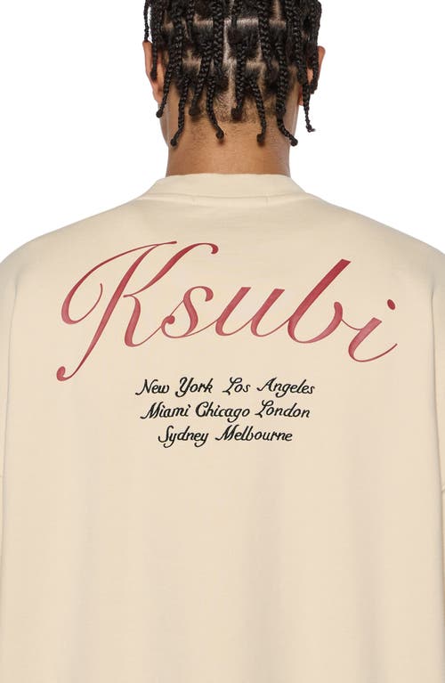 Shop Ksubi Oversize Playoff Ekcess Embroidered Graphic Sweatshirt In Tan