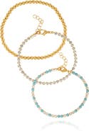 Jessica Simpson 3-Piece Chain & Crystal Bracelet Set
