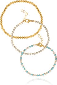 Jessica Simpson 3-Piece Chain & Crystal Bracelet Set