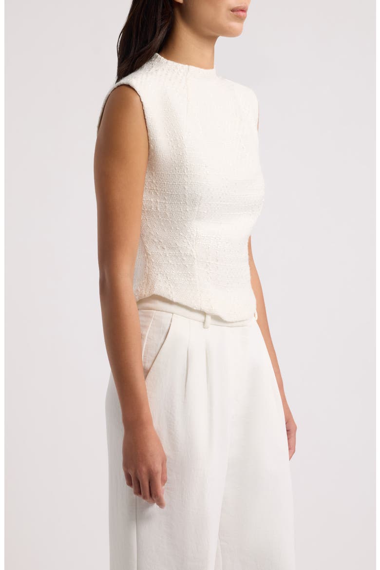 Bouclé Top, Alternate, color, WHITE
