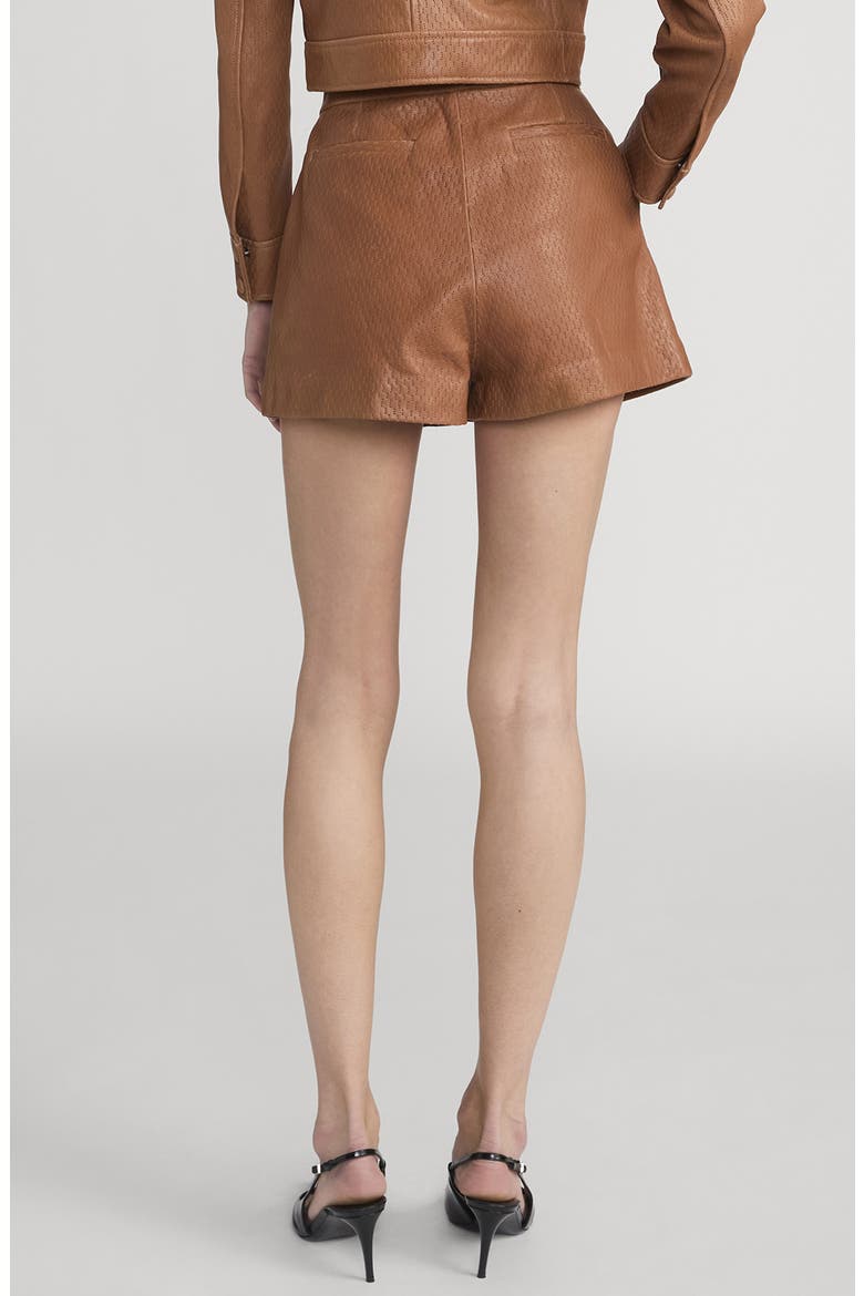 Perforated Leather Boy Shorts, Alternate, color, OCHRE