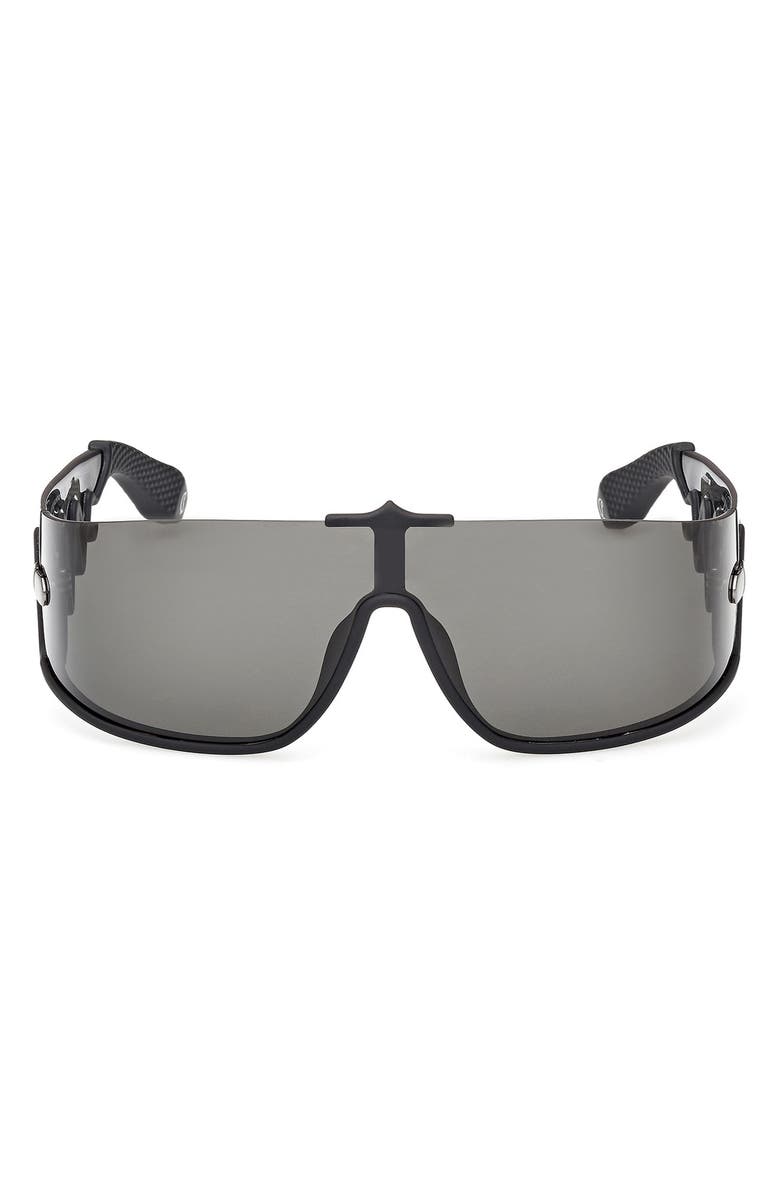Christian Louboutin 141mm Loubishark Square Shield Sunglasses, Main, color, Black/ Smoke Grey