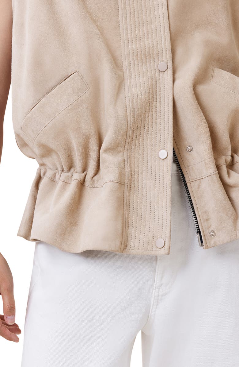 AllSaints Sofi Suede Bomber Vest, Alternate, color, 