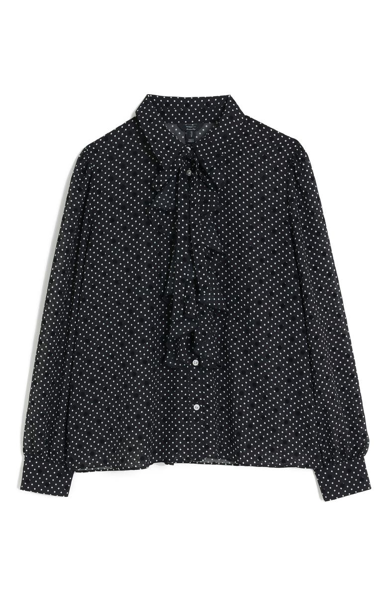 River Island Polka Dot Long Sleeve Ruffle Shirt, Alternate, color, 