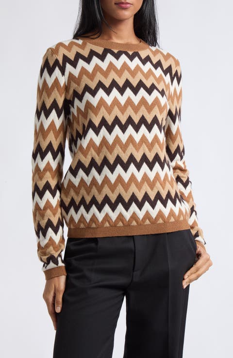 Chevron Wool Blend Knit Sweater