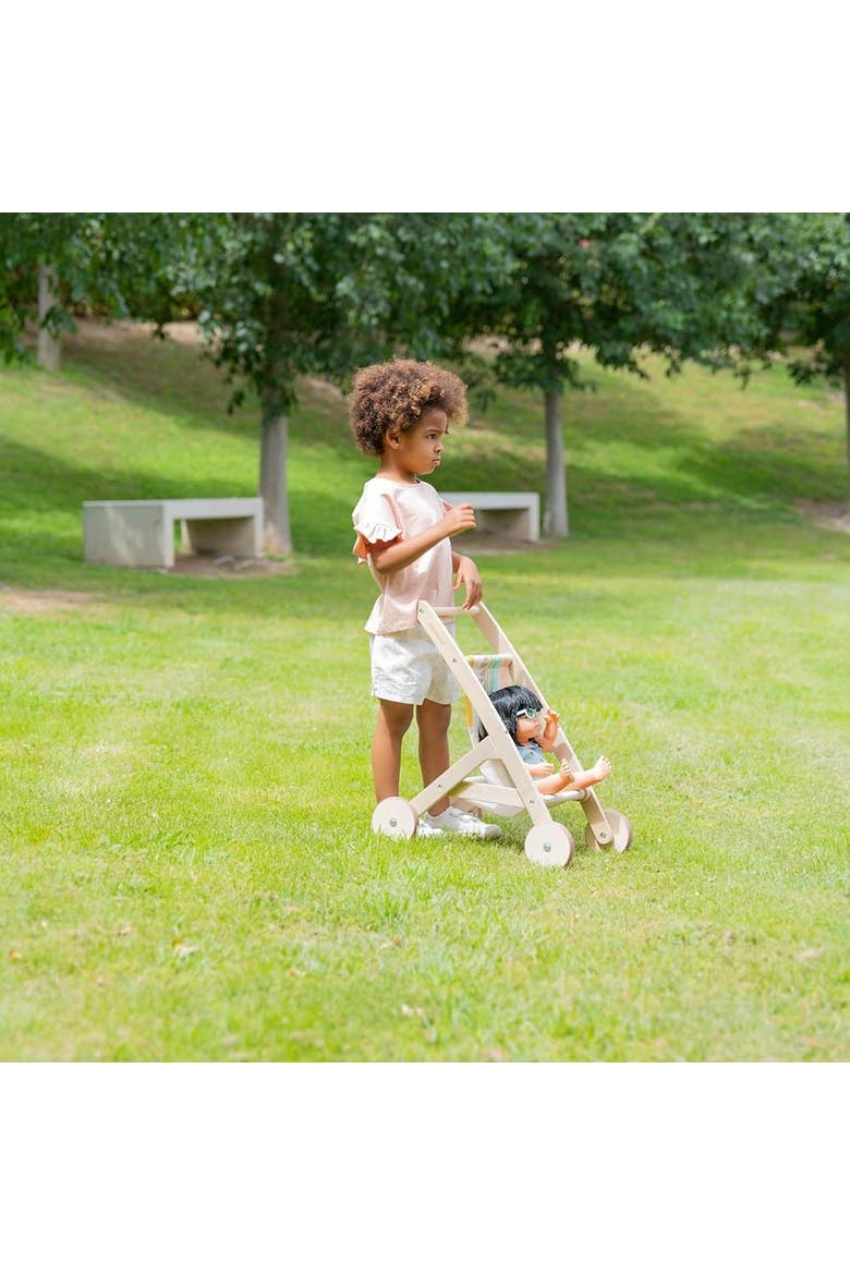 Wooden Doll Stroller, Alternate, color, Beige Multi