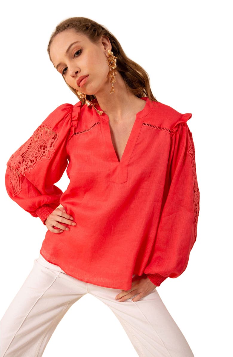 Hale Bob Reese Solid Linen Top, Alternate, color,