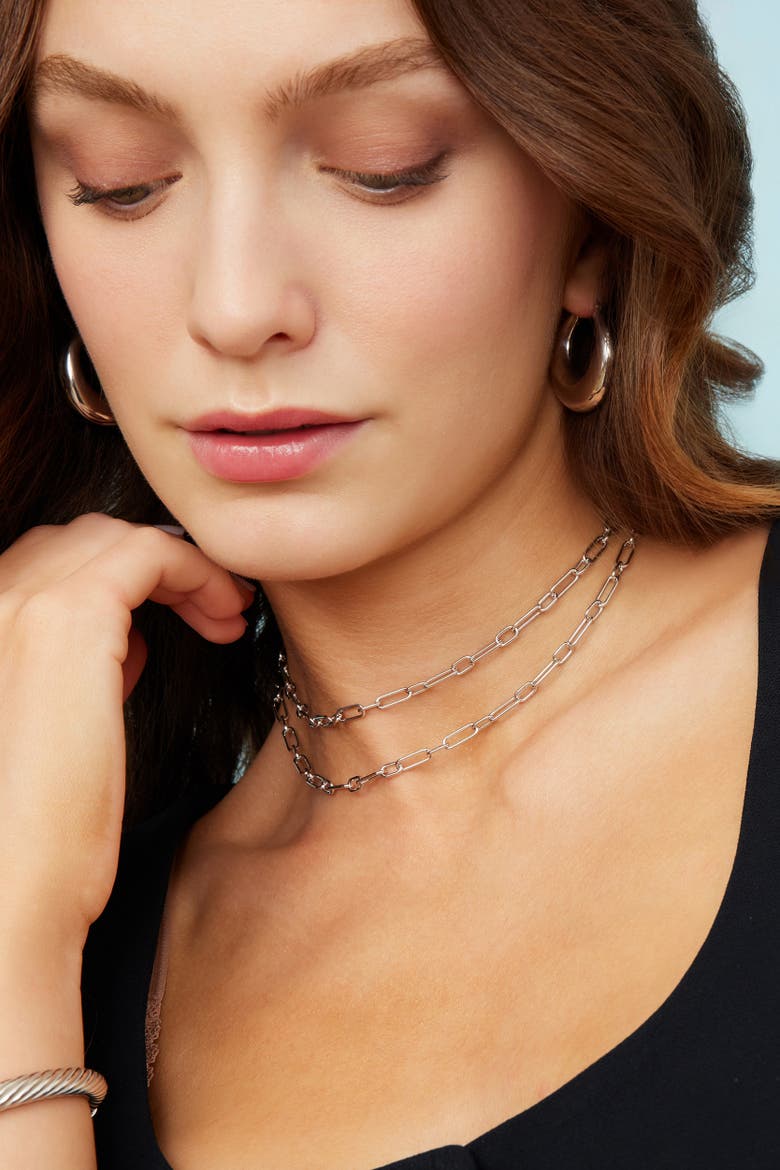 Sterling Silver Rhythm Link Chain Necklace, Alternate, color, Silver
