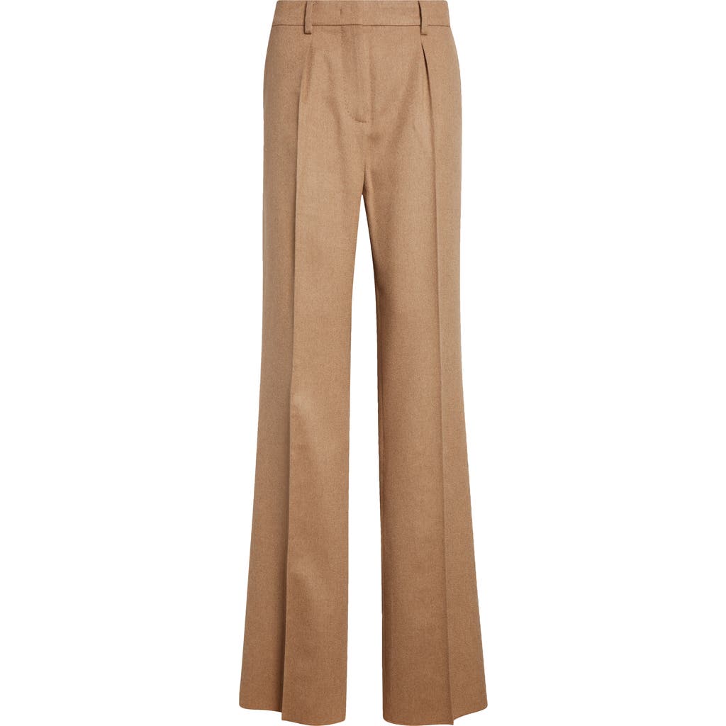 Max Mara Carbone Camel Hair Straight Leg Pants In Brown