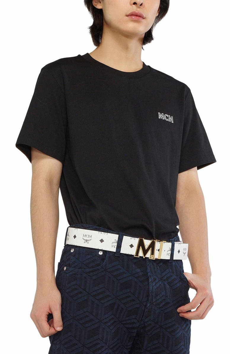 MCM Claus M Reversible Belt 1.75 in Visetos, Alternate, color, 