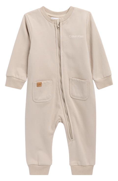 Cotton Blend Zip Romper (Baby)