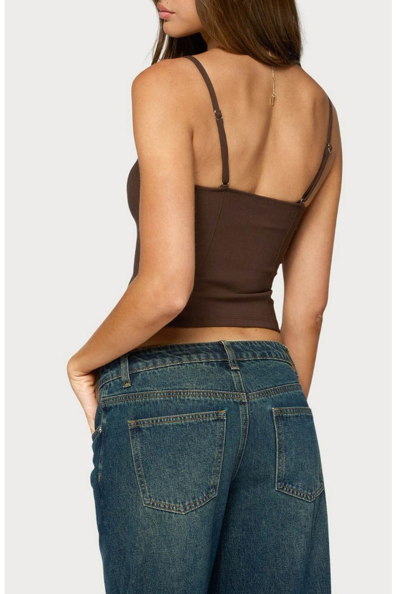 Meara U-Ring Corset Tank Top, Alternate, color, BROWN
