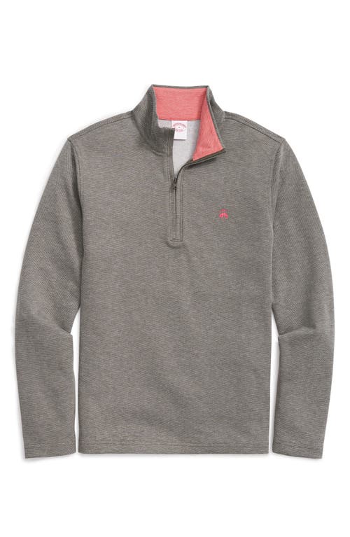 BROOKS BROTHERS BROOKS BROTHERS HEATHERED PIQUÉ HALF ZIP PULLOVER