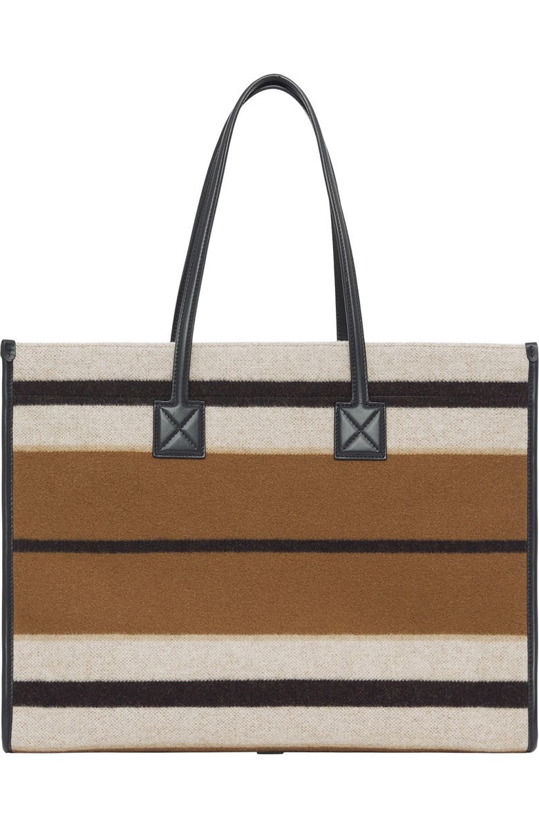 Burberry Medium Pocket Stripe Wool & Leather Tote, Alternate, color,