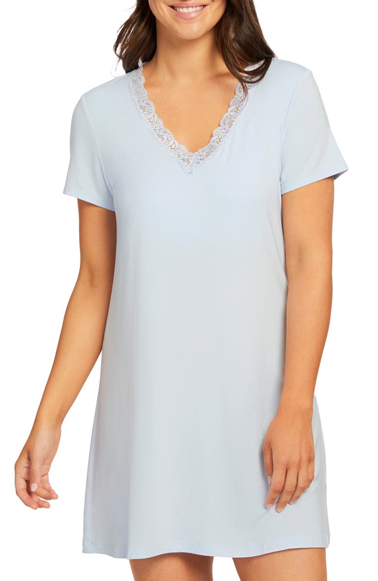 Fleur't Shelf Bra Short Sleeve Nightshirt, Main, color, 