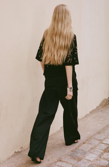 Belted Cotton Wide Leg Pants