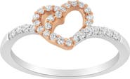 Haus of Brilliance 10K Rose Gold over Silver 1/5 Cttw Diamond Two Tone Open Promise Ring