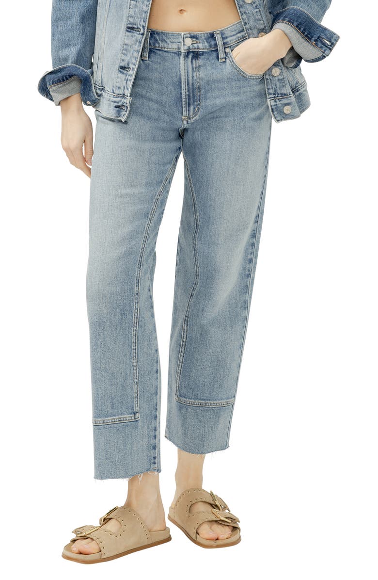 Silver Jeans Co. Western Relaxed Ankle Straight Leg Jeans, Main, color, 