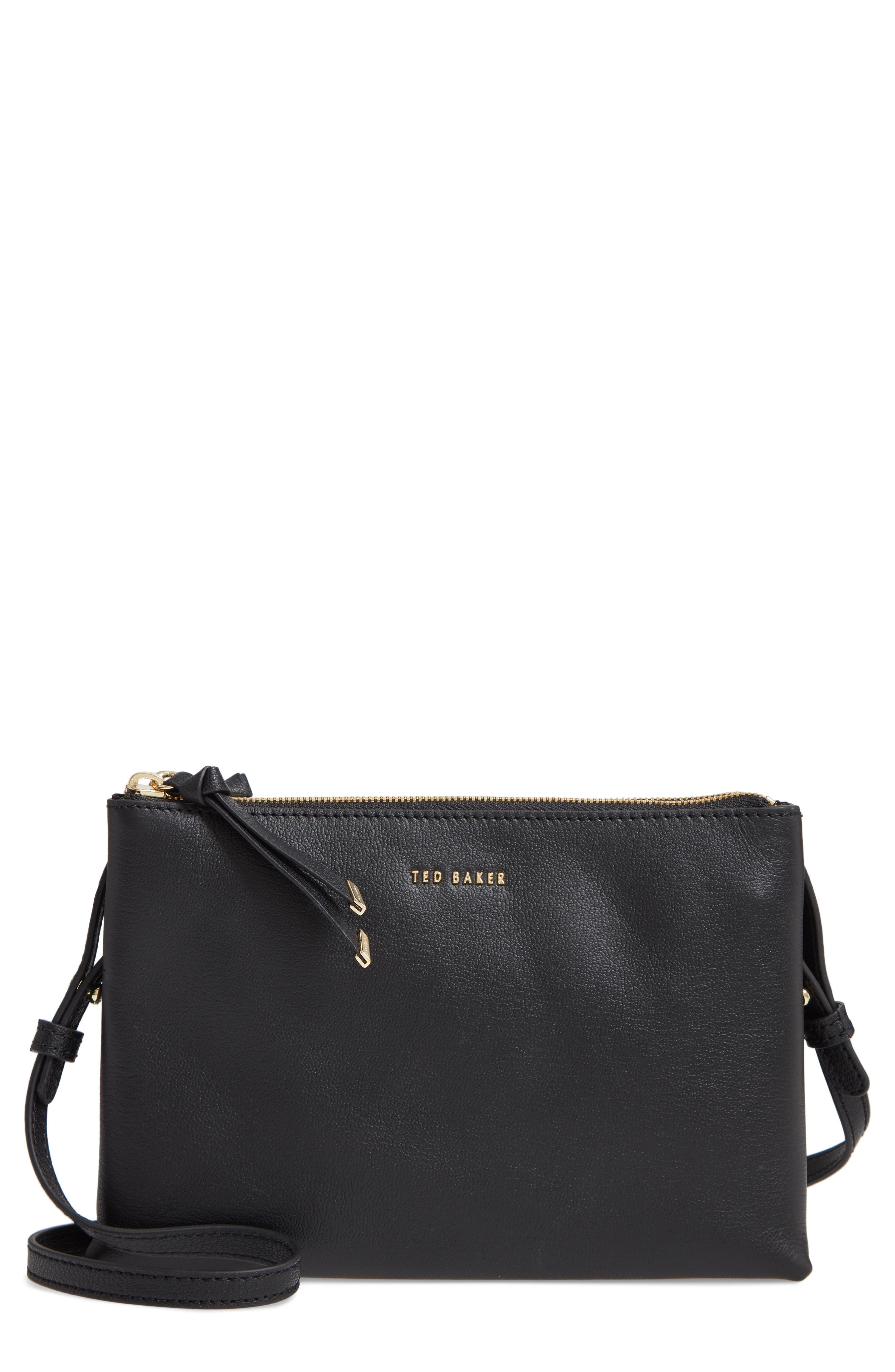 Ted Baker London Daniibar Double Zip Leather Crossbody Bag, Main, color, 