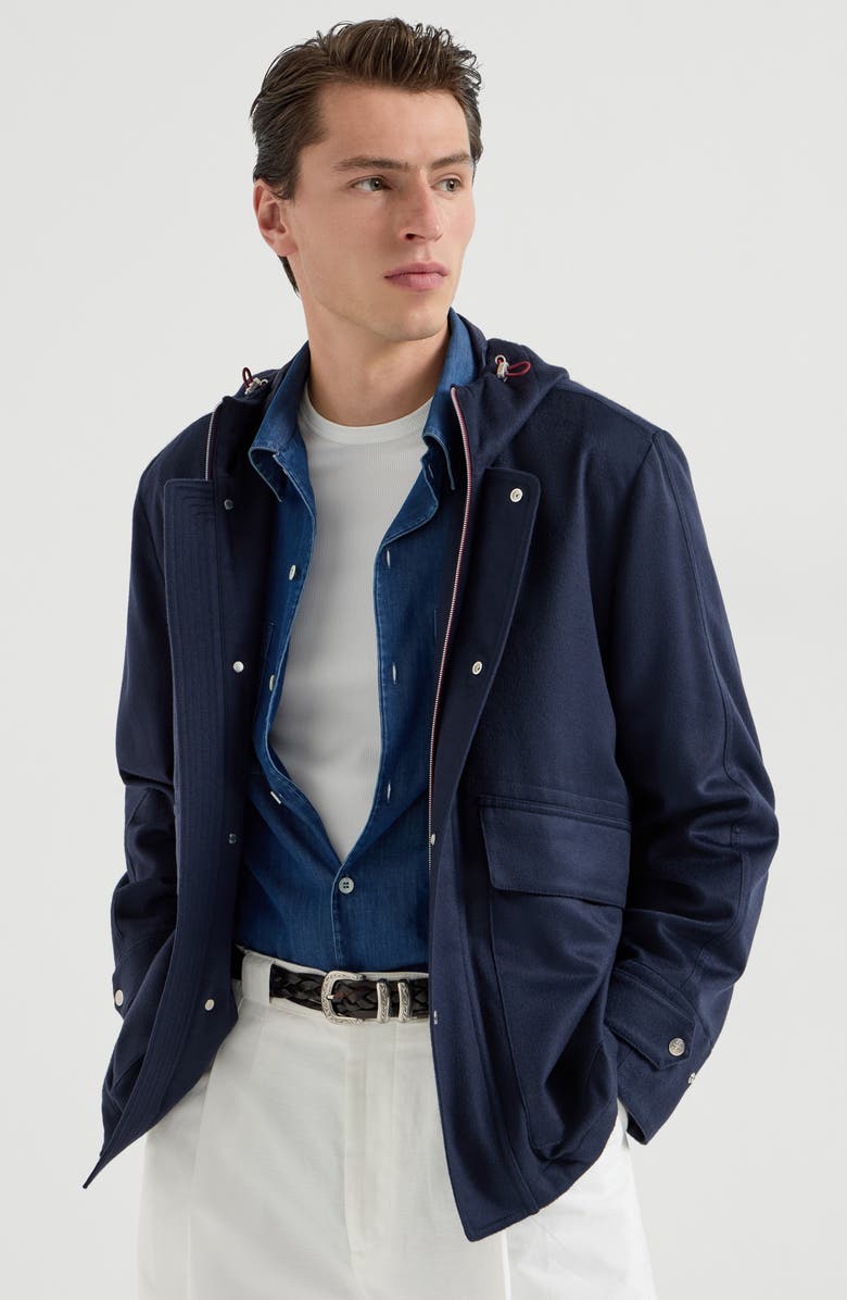 Brunello Cucinelli Flannel parka, Alternate, color, Blue