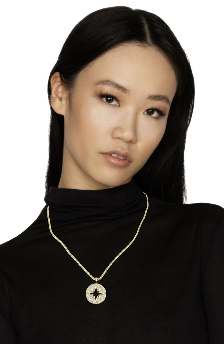 Covet Celestial Compass Pavé CZ Pendant Necklace, Alternate, color, Gold