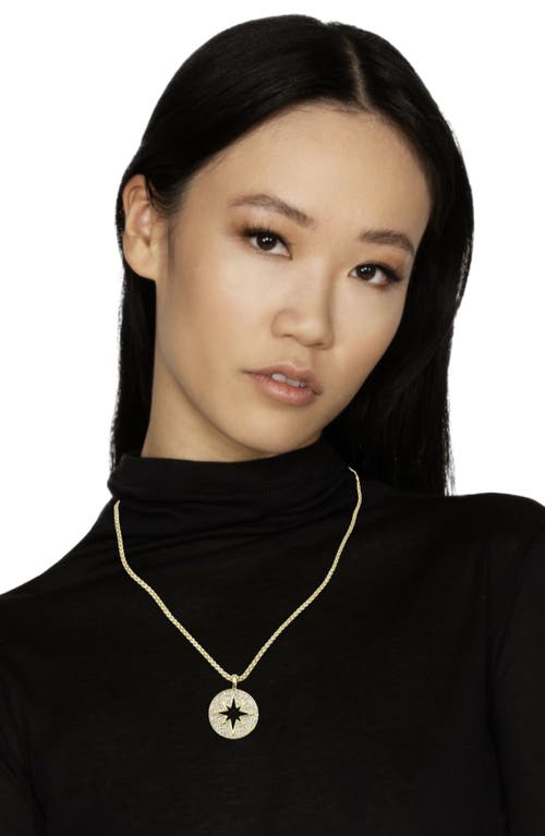 Covet Celestial Compass Pavé Cz Pendant Necklace In Gold