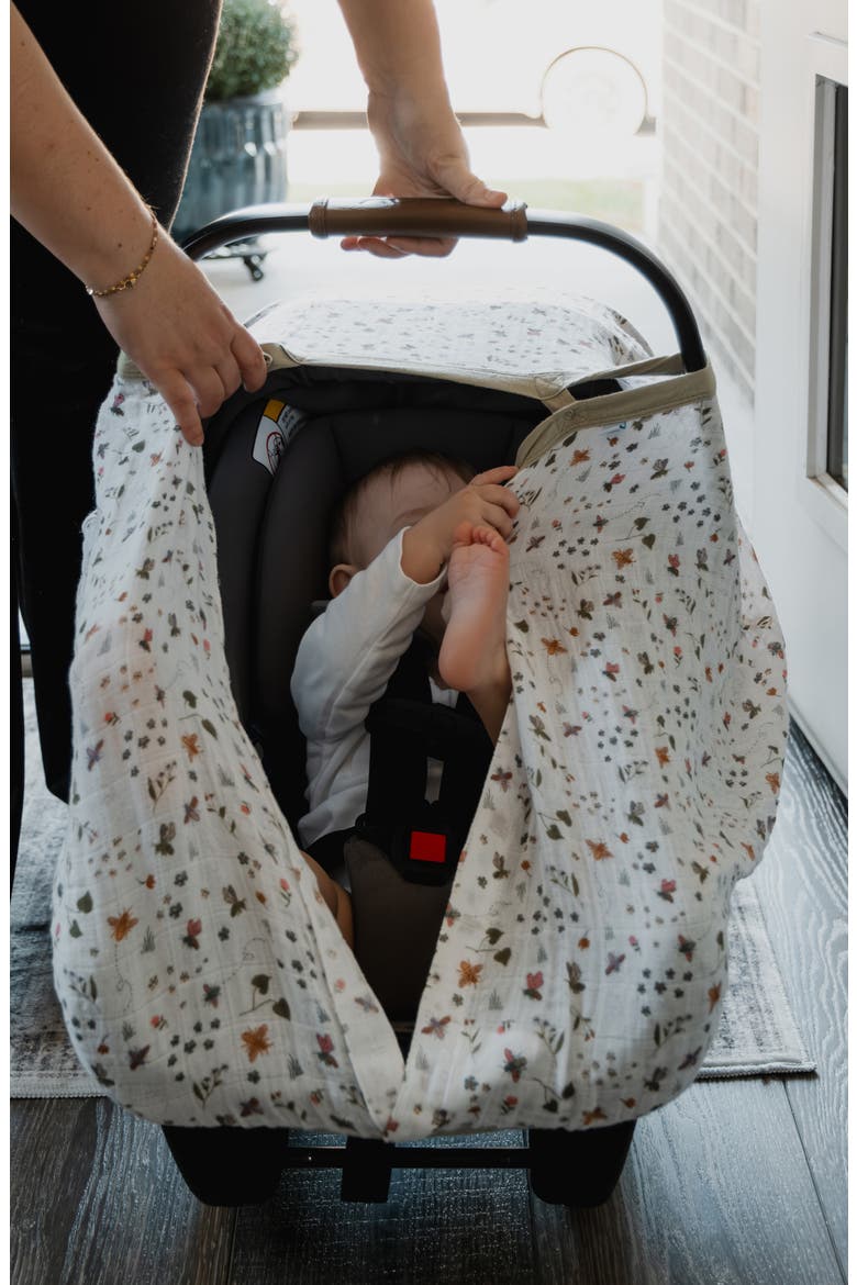 Cotton Muslin Car Seat Canopy, Alternate, color, GARDEN BEES