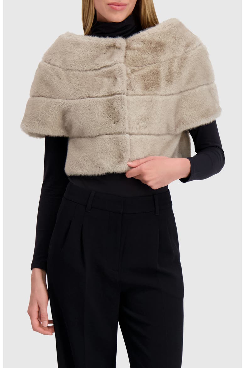 Fur-Free Mink (Faux Fur) Capelet, Alternate, color, SILVER BLUE