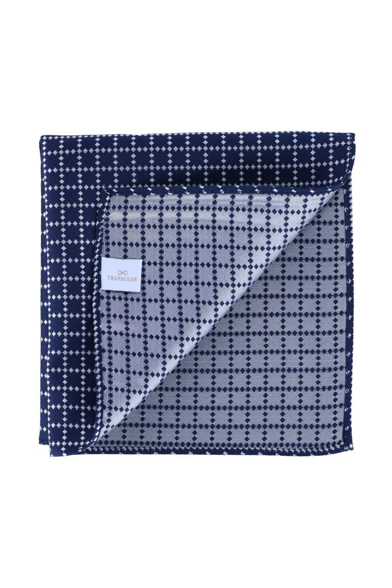 Rowan Geometric Pattern 12x12 Silk Pocket Square, Alternate, color, Navy