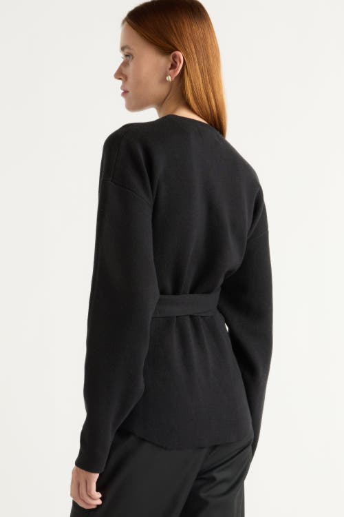 Modern Citizen Nara Tie-front Knit Sweater In Black