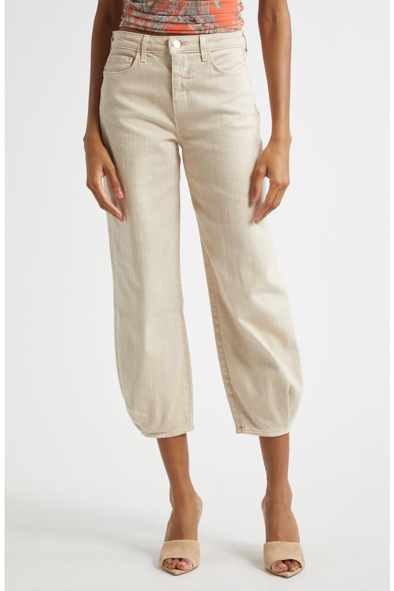 Krista High Waist Crop Taper Leg Jeans, Main, color, BISCUIT