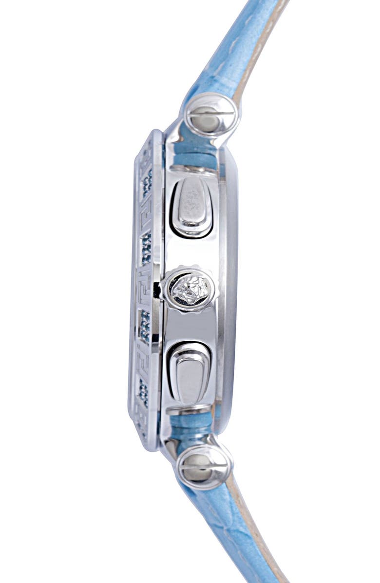 Versace 'V-Race Precious' Chronograph Leather Strap Watch, 42mm, Alternate, color,