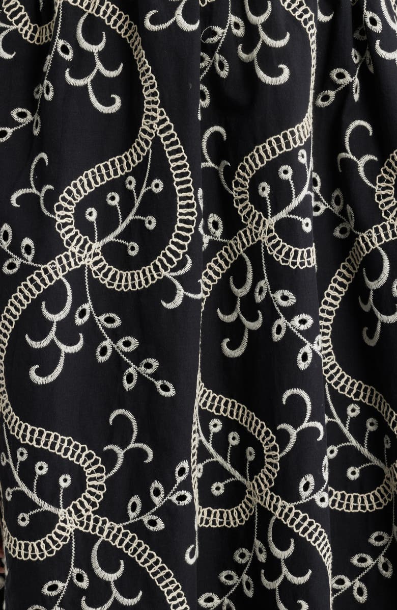 Anne Klein Embroidered Belted Cotton Midi Dress, Alternate, color, 