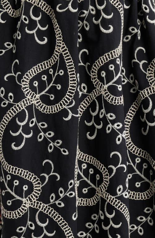 Anne Klein Embroidered Belted Cotton Midi Dress