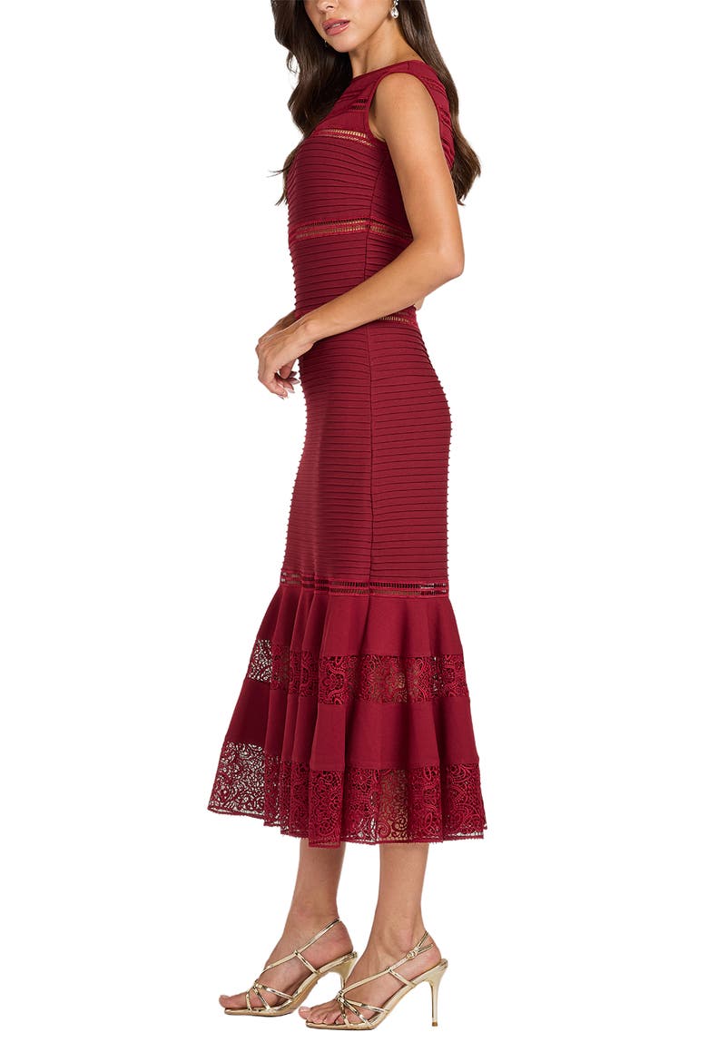 Pintucked Sleeveless Midi Cocktail Dress, Alternate, color, MIDNIGHT MERLOT