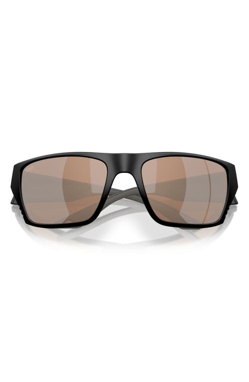 Costa Del Mar Blackfin Pro Copper Silver Mirror Polarized Glass Rectangular Men's Sunglasses 6s9078 In Black/copper Silver