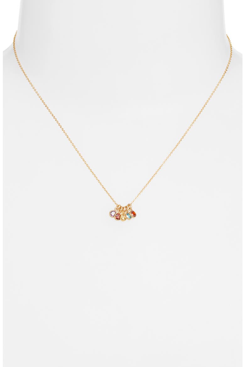 Multi Birthstone Charm Necklace, Alternate, color, GOLD / 5 CHARMS