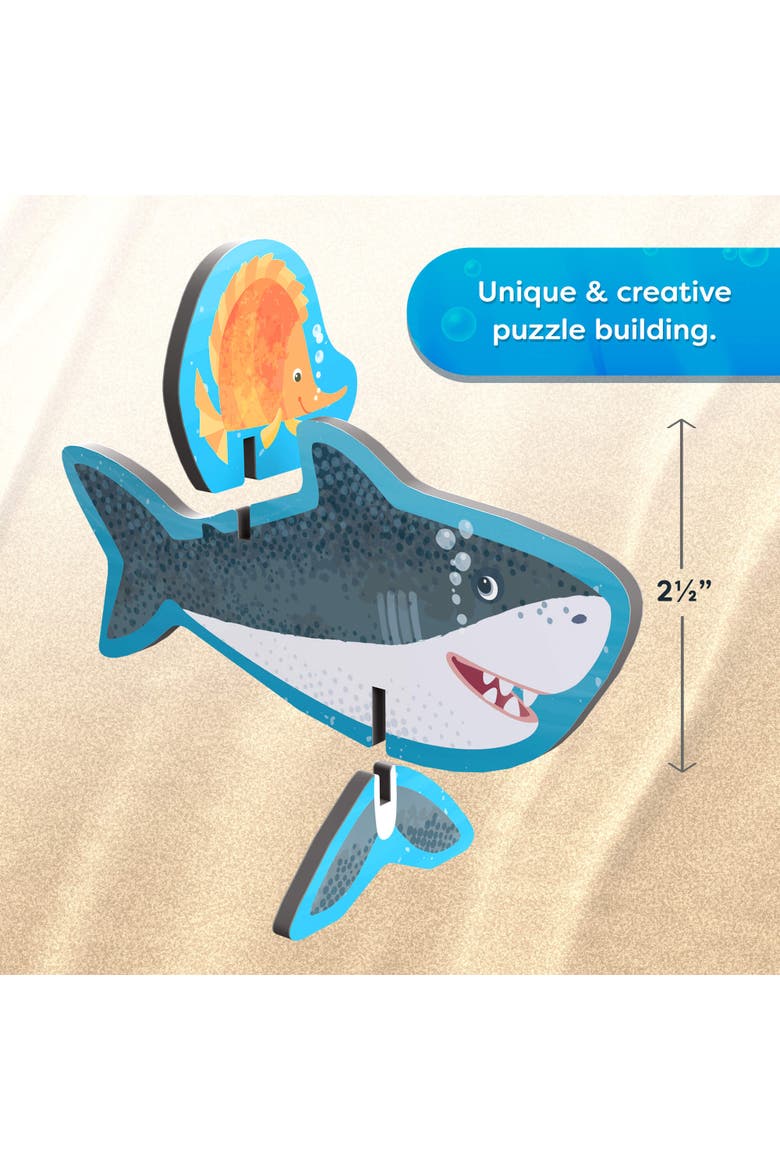 3D Puzzle Underwater Play World 36-Piece with Wooden Figures, Alternate, color, Blue Multi