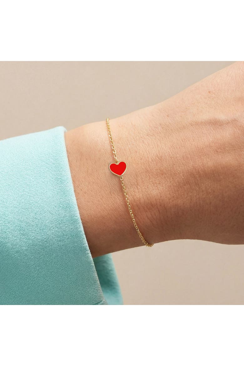 Mini Coral Single Heart Bracelet, Alternate, color, Coral