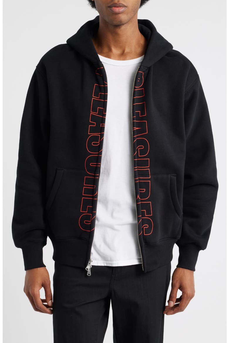 Impact Zip Graphic Hoodie, Main, color, BLACK