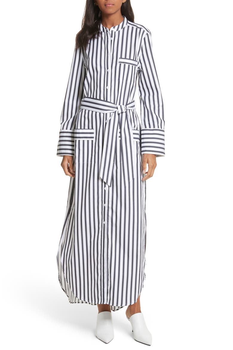 Britten Stripe Cotton Maxi Dress, Main, color, BRIGHT WHITE/ ECLIPSE