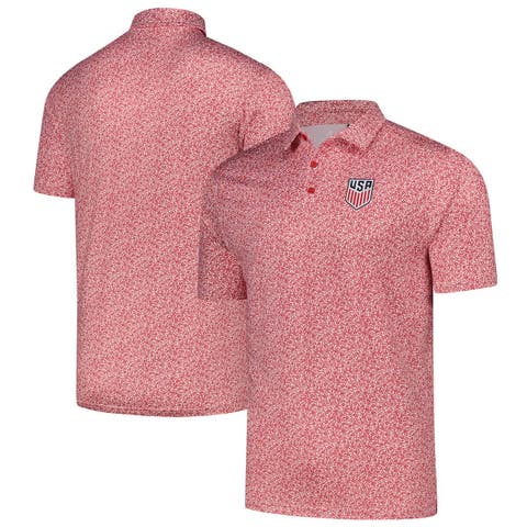 Men's Antigua  Red USMNT Field Ditsy Polo