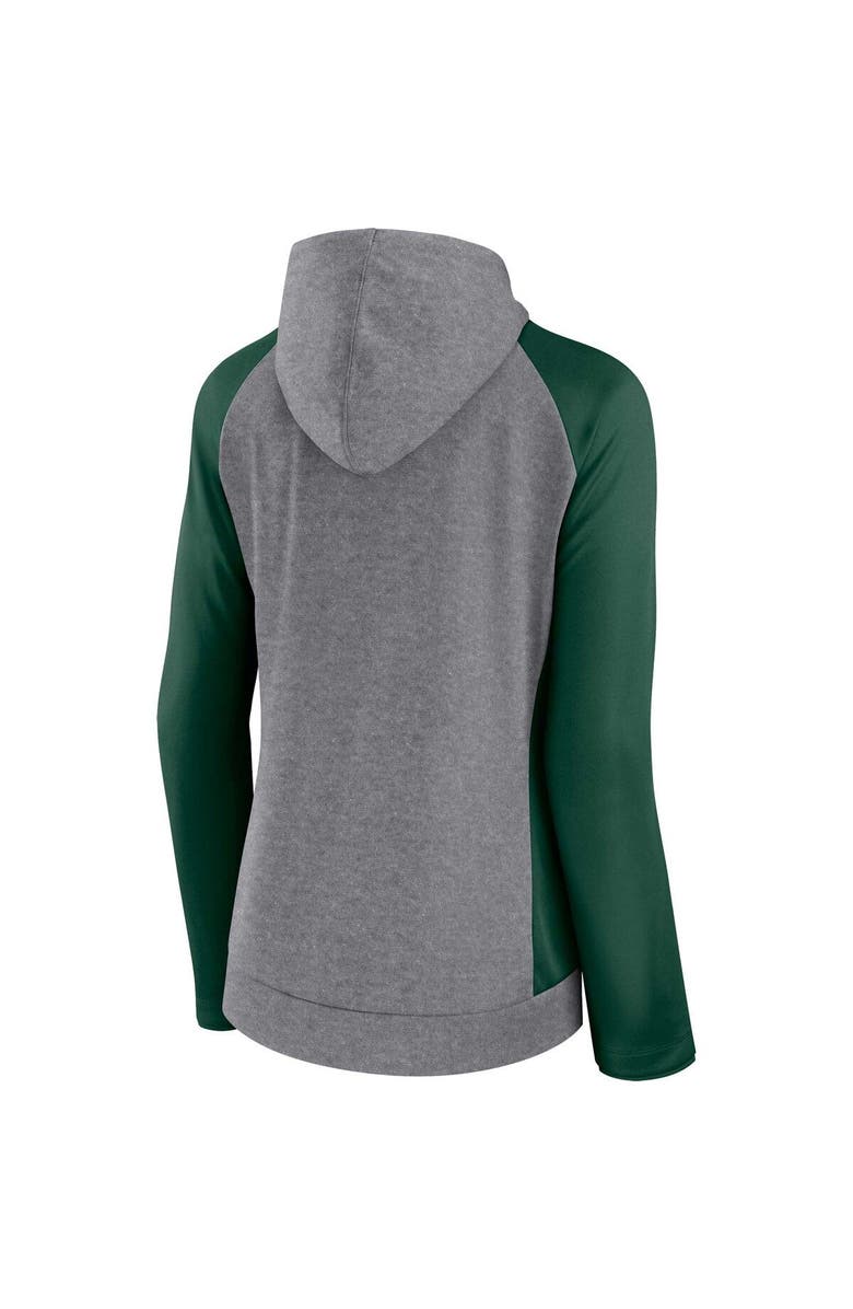 FANATICS Women's Fanatics Branded  Heather Gray/College Green Green Bay Packers Blind Side Lightweight Full-Zip Hoodie, Alternate, color, 
