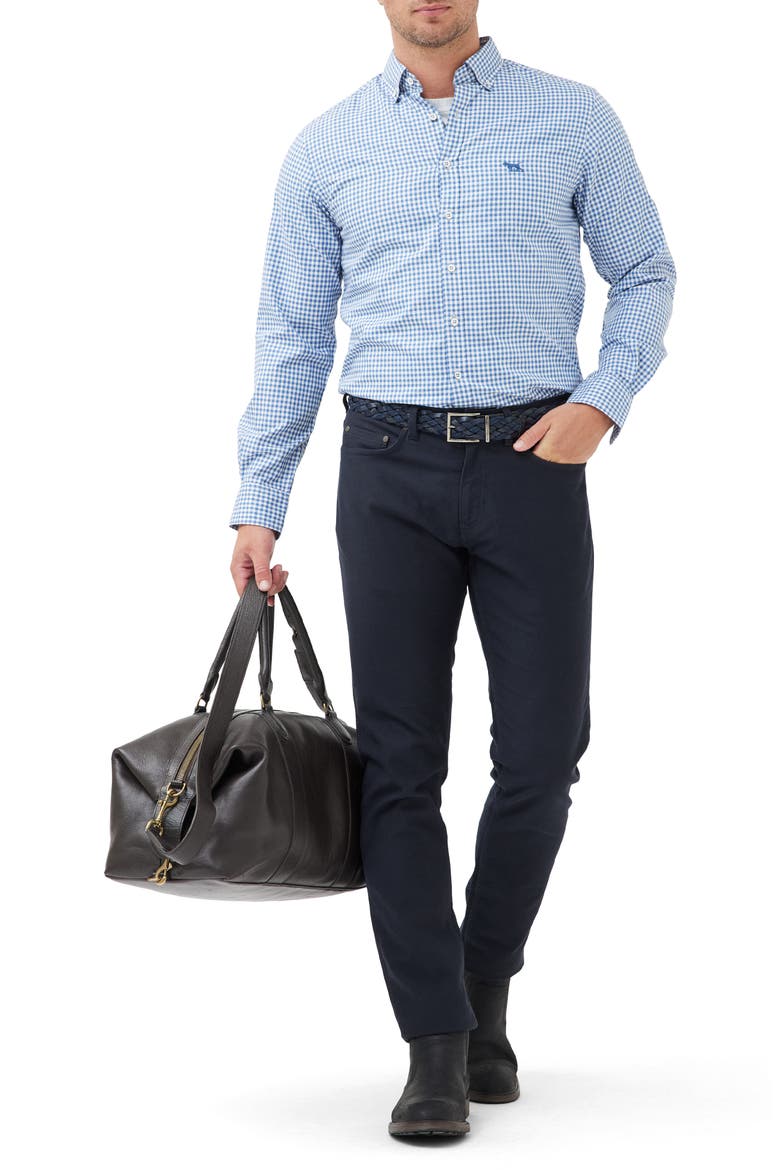 Sports Fit Gingham Button-Down Oxford Shirt, Alternate, color, SEA BLUE