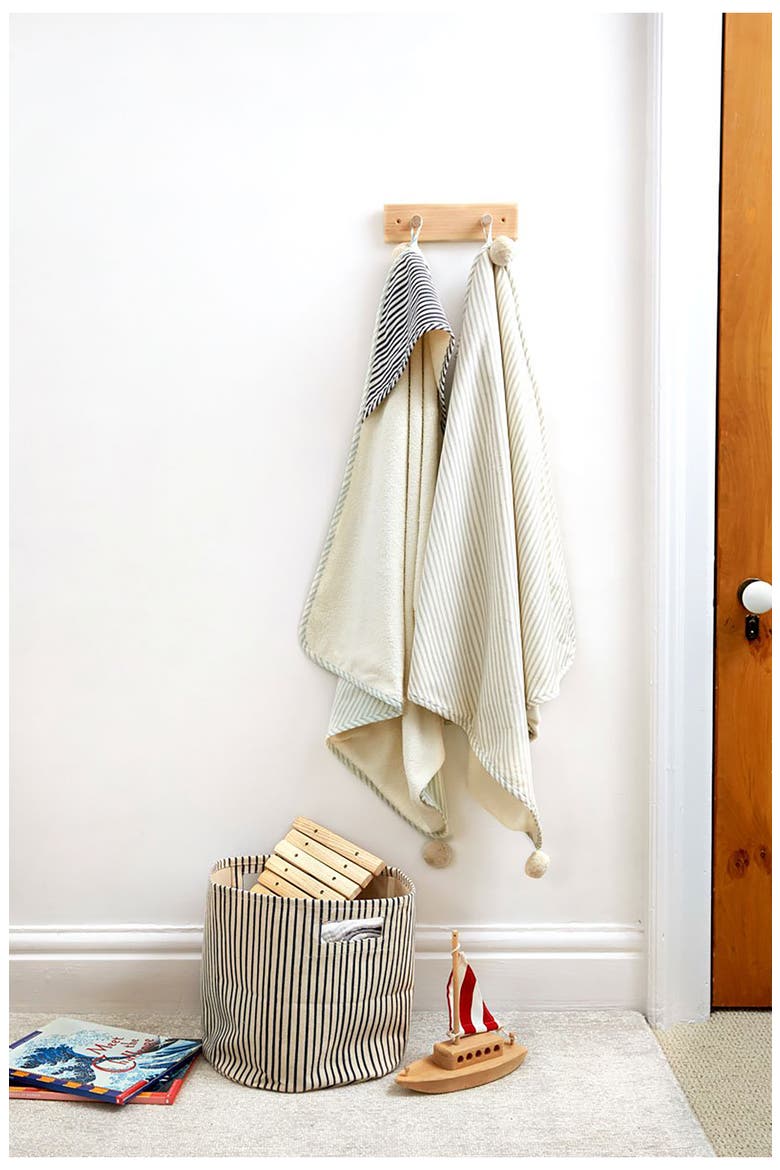 Organic Cotton Hooded Towel, Alternate, color, SEA/ INK