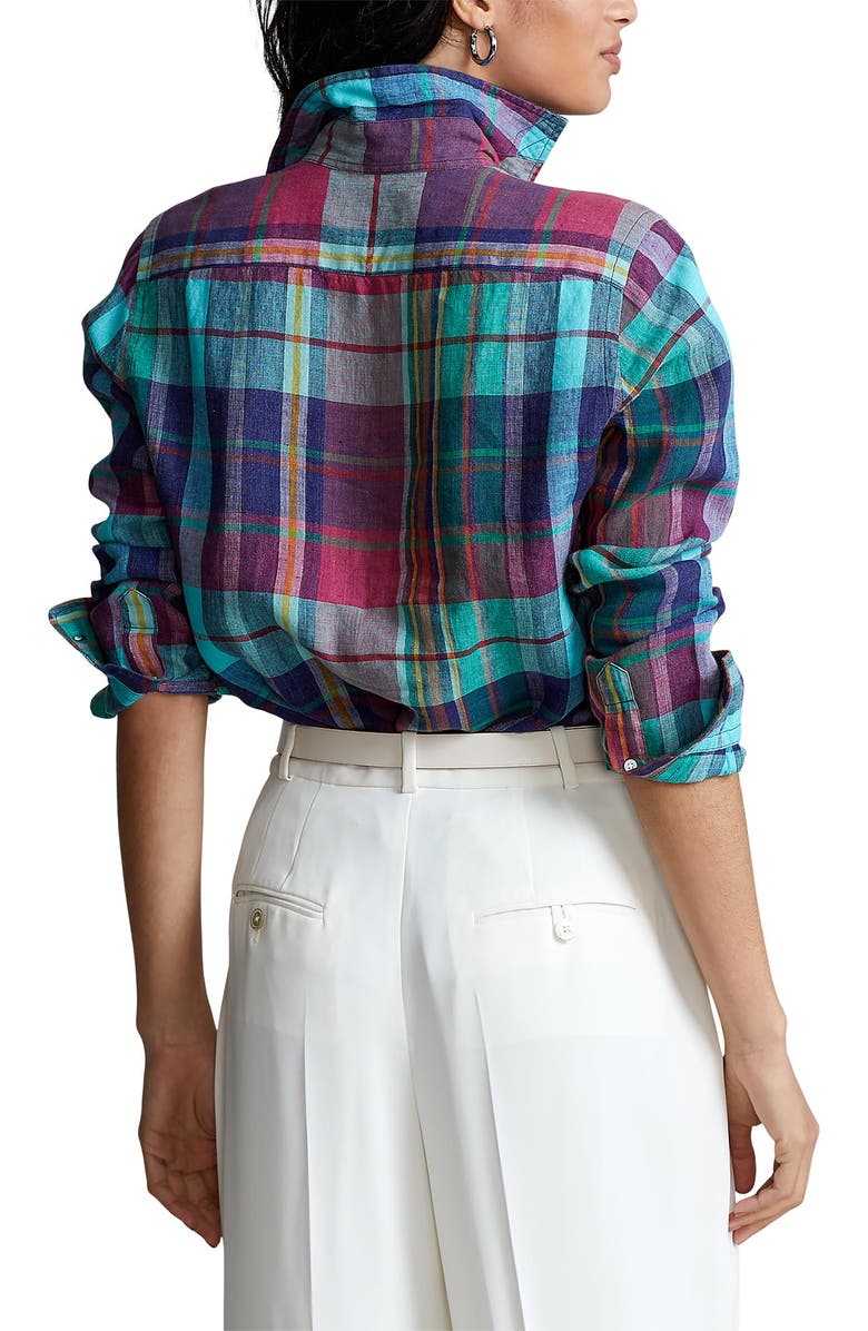 Polo Ralph Lauren Georgia Yarn Dyed Plaid Linen Shirt, Alternate, color,