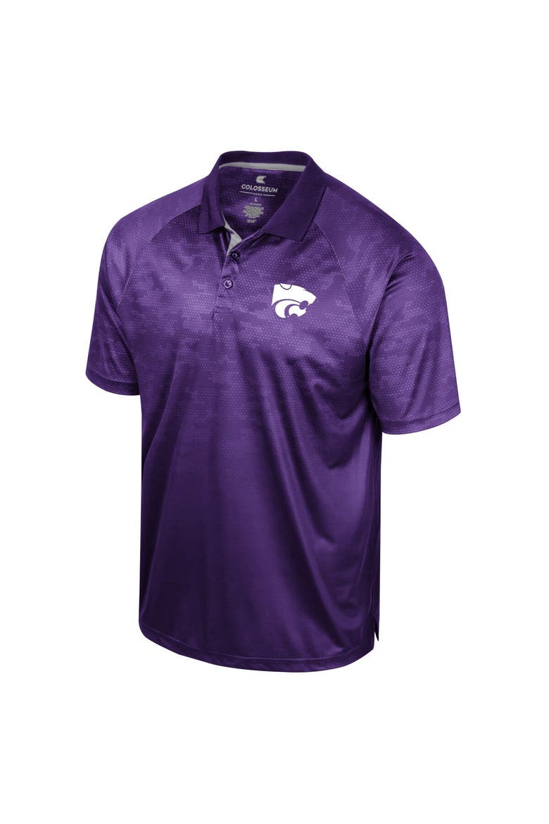 Men's Colosseum Purple Kansas State Wildcats Honeycomb Raglan Polo, Alternate, color, Purple