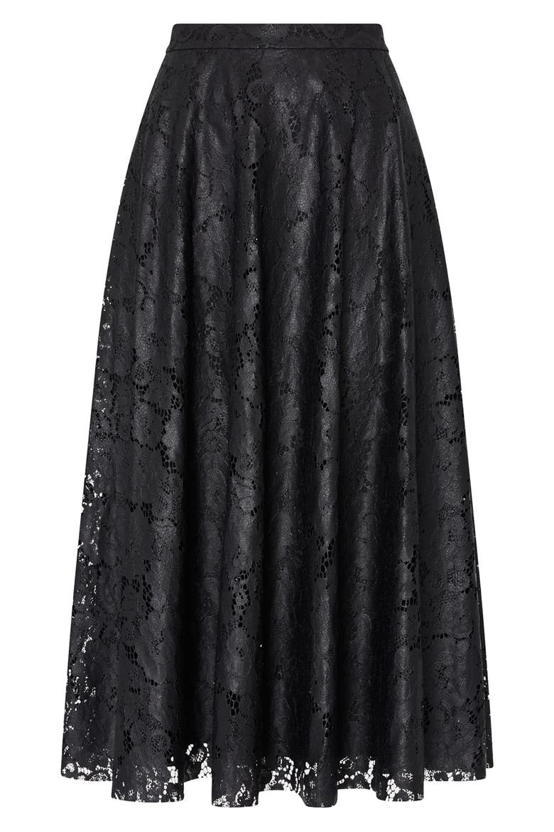Otha Texture Lace Midi Skirt, Alternate, color, BLACK